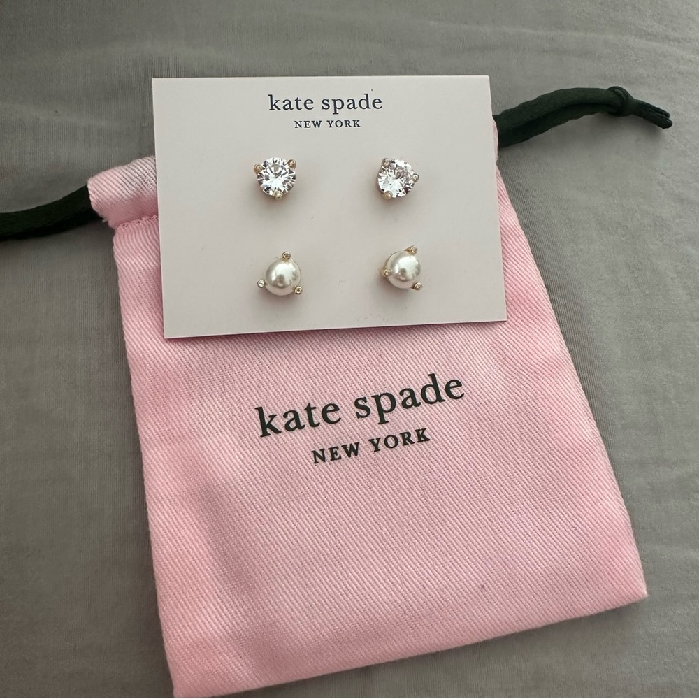 Kate Spade Silver and White Pearl Earrings